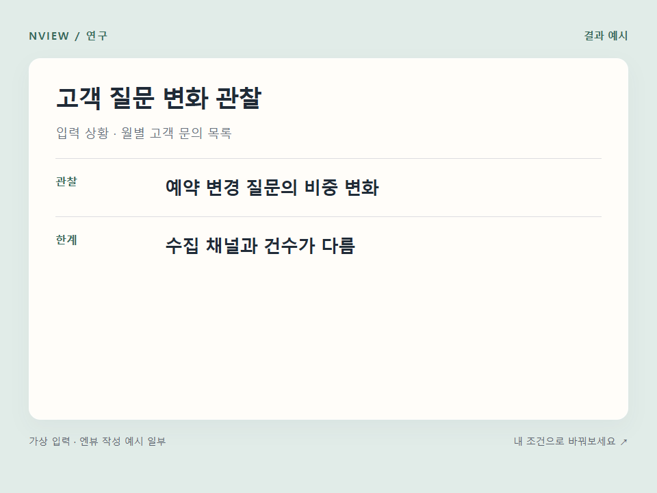 고객 질문 변화 관찰 프롬프트 예시