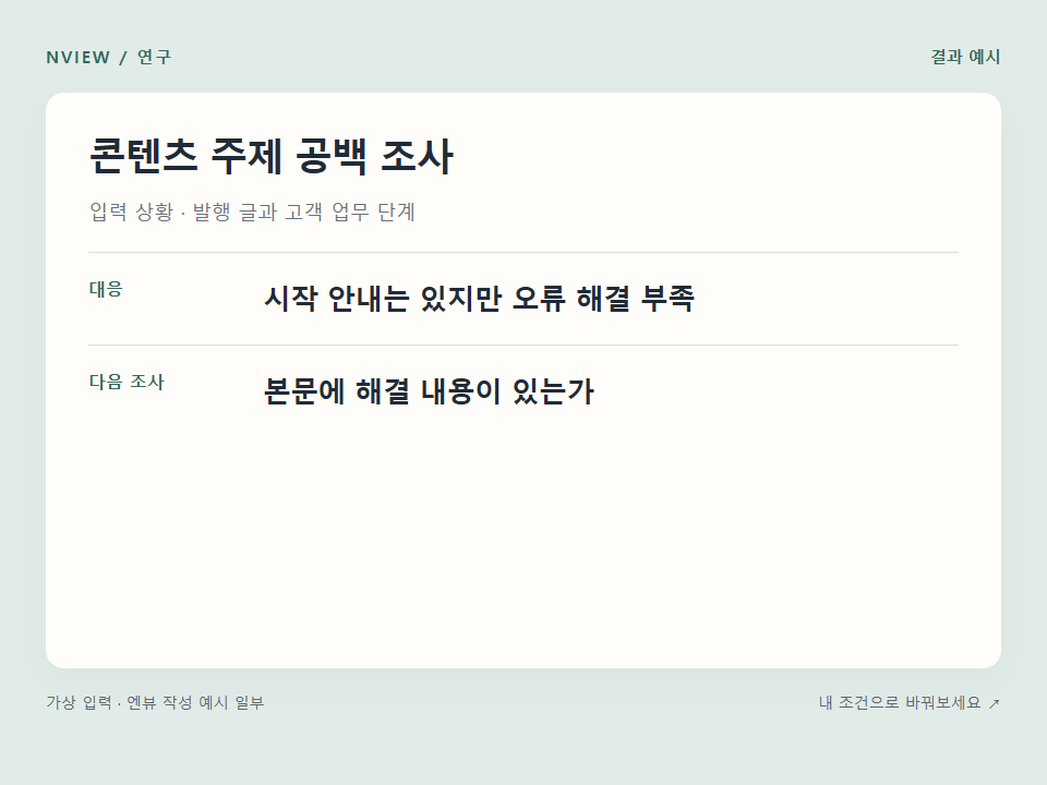 콘텐츠 주제 공백 조사 프롬프트 예시