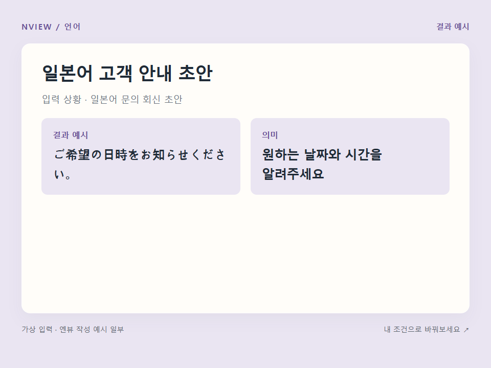 일본어 고객 안내 초안 프롬프트 예시