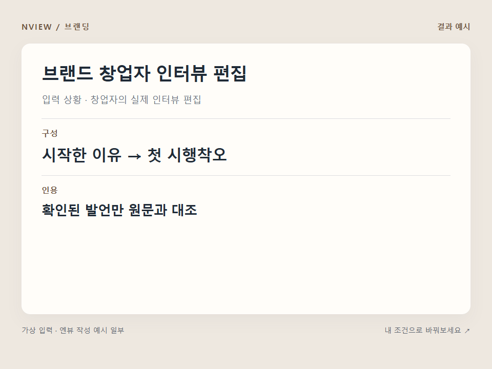 브랜드 창업자 인터뷰 편집 프롬프트 예시