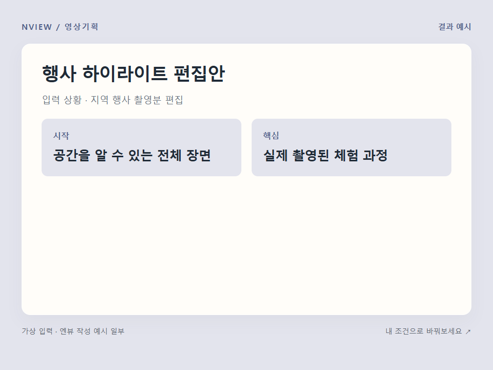행사 하이라이트 편집안 프롬프트 예시