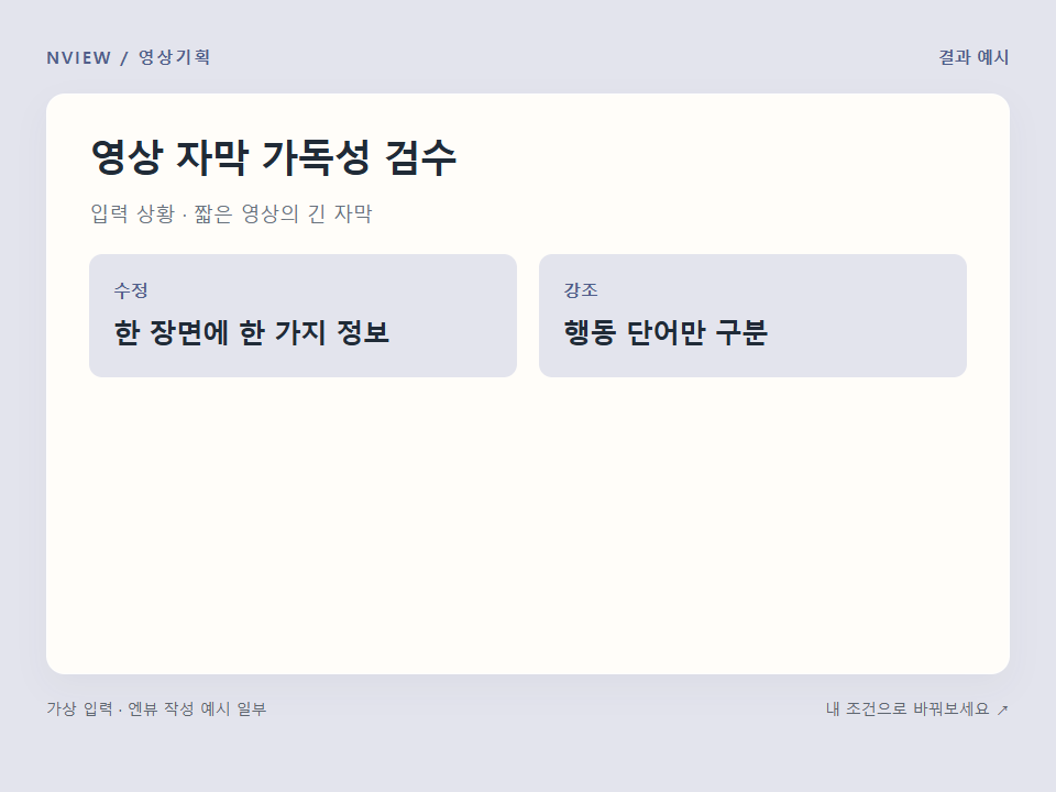 영상 자막 가독성 검수 프롬프트 예시