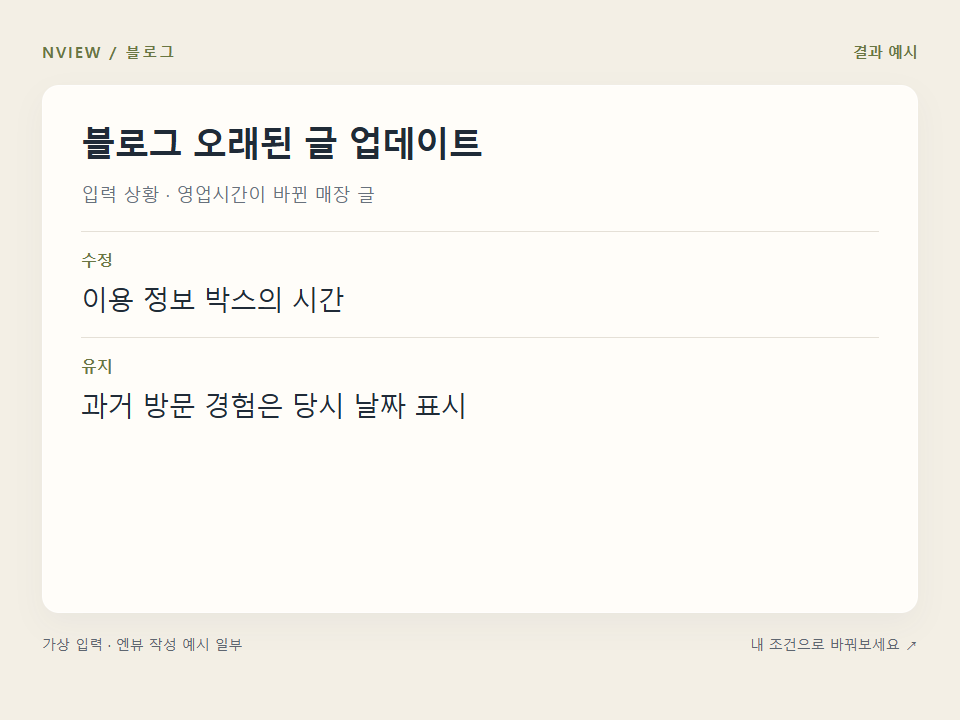 블로그 오래된 글 업데이트 프롬프트 예시