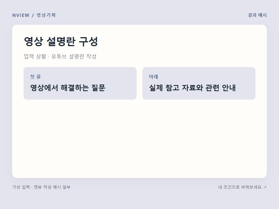 영상 설명란 구성 프롬프트 예시