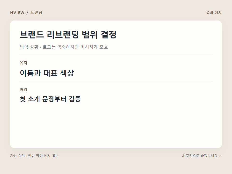 브랜드 리브랜딩 범위 결정 프롬프트 예시