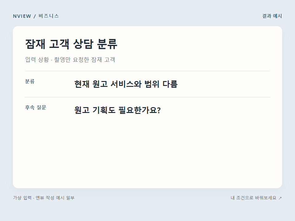 잠재 고객 상담 분류 프롬프트 예시