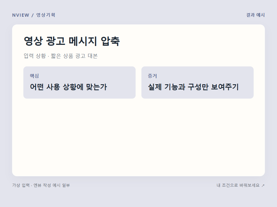 영상 광고 메시지 압축 프롬프트 예시