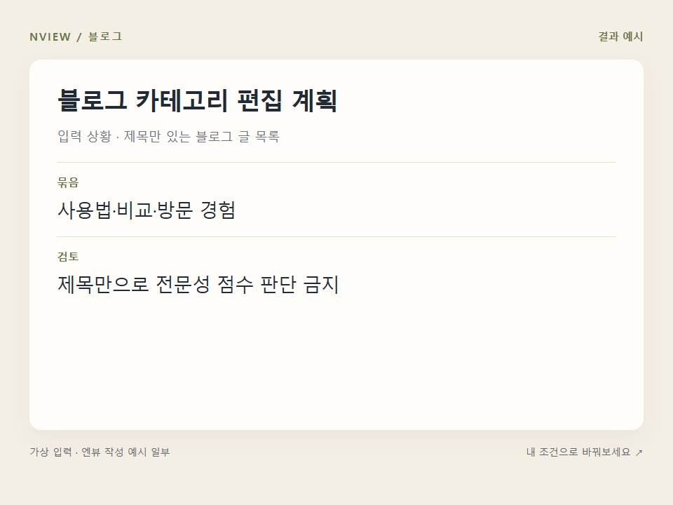 블로그 카테고리 편집 계획 프롬프트 예시