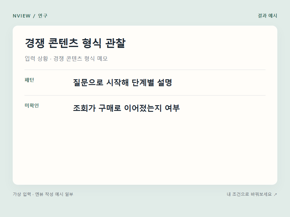 경쟁 콘텐츠 형식 관찰 프롬프트 예시
