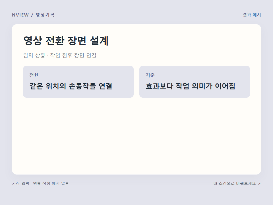 영상 전환 장면 설계 프롬프트 예시