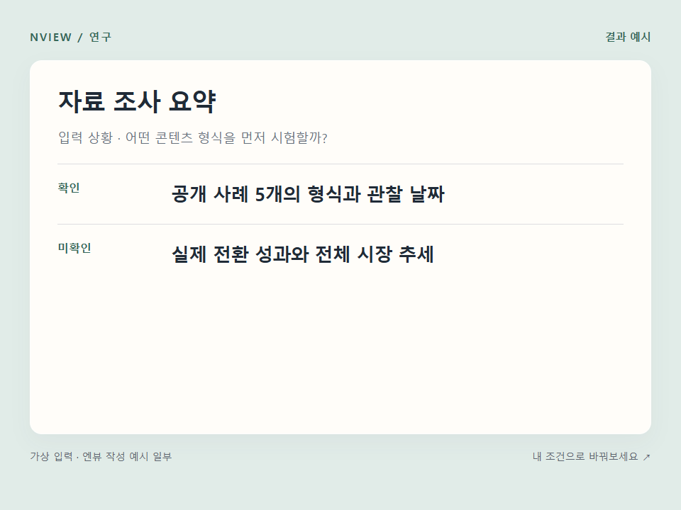 자료 조사 요약 프롬프트 — 사실·주장·빈칸 분리 리포트 예시