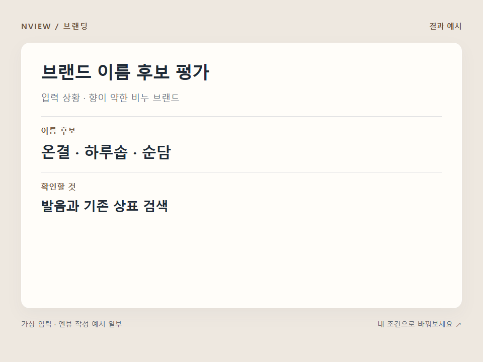 브랜드 이름 후보 평가 프롬프트 예시