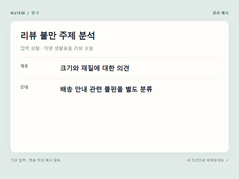리뷰 불만 주제 분석 프롬프트 예시