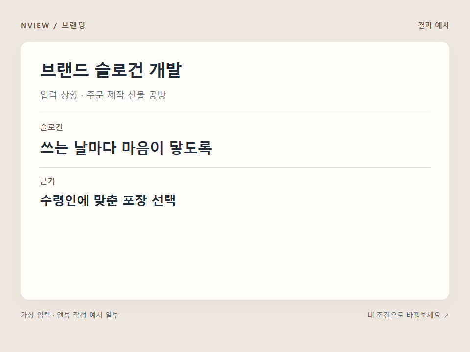 브랜드 슬로건 개발 프롬프트 예시