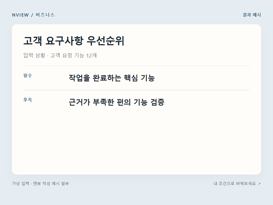 고객 요구사항 우선순위 프롬프트 예시