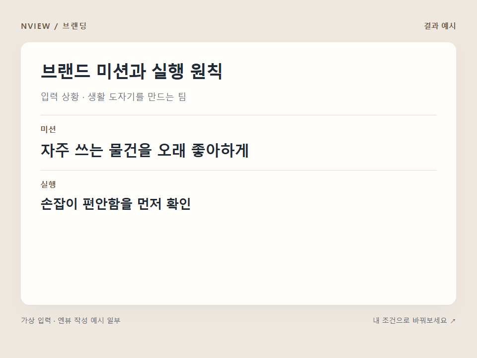 브랜드 미션과 실행 원칙 프롬프트 예시