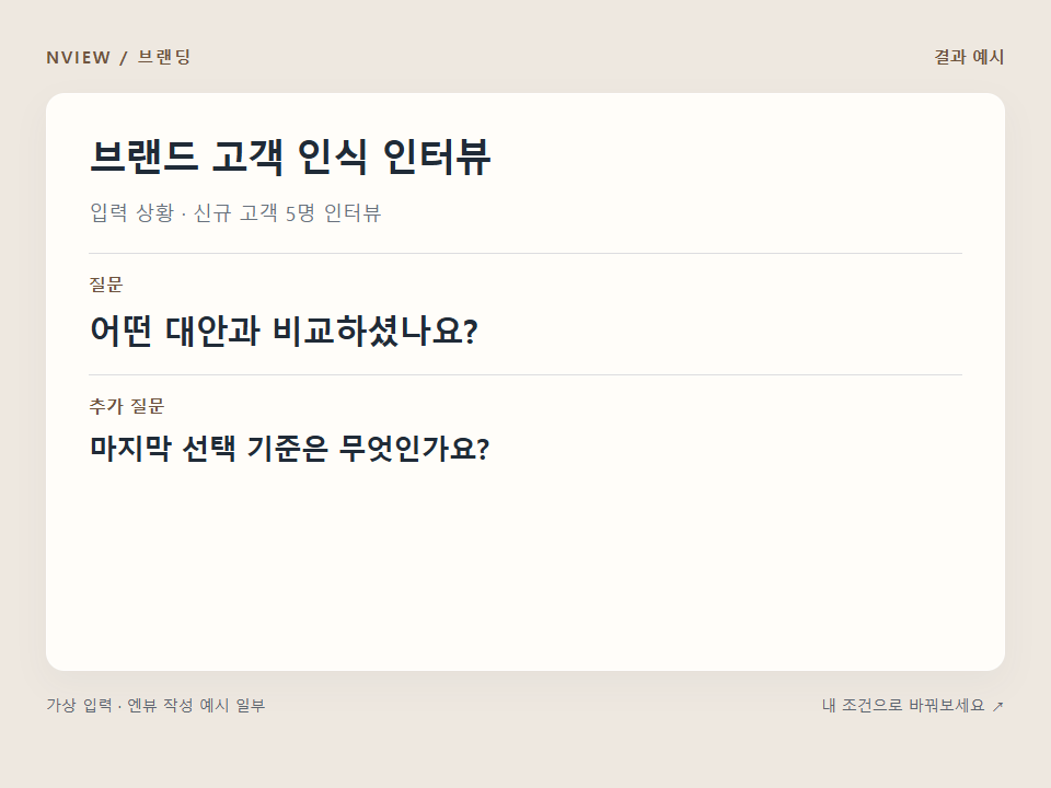 브랜드 고객 인식 인터뷰 프롬프트 예시